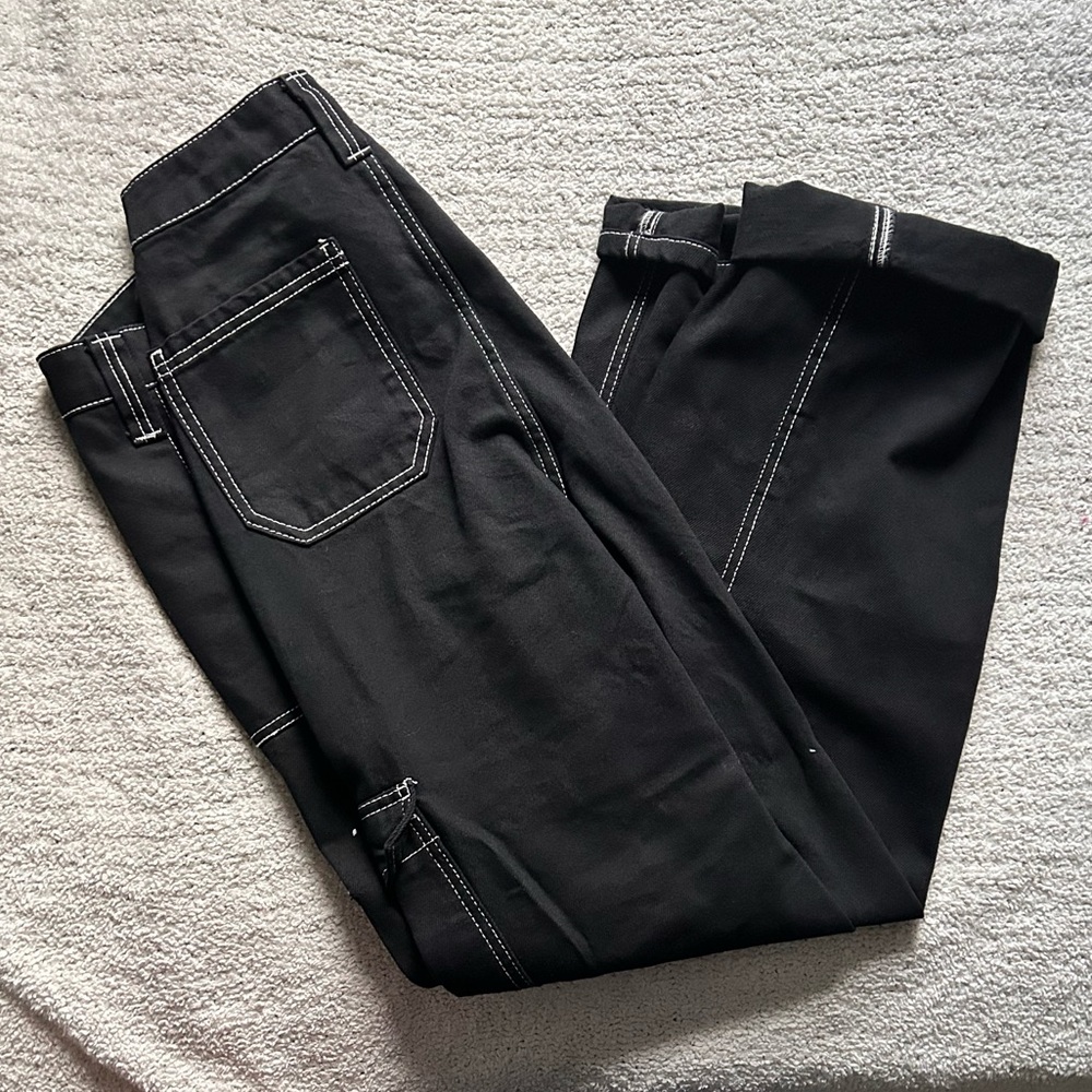 High rise black denim jeans